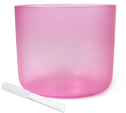 Ciotola di cristallo alchemico rosa da 6 pollici, chakra del terzo occhio, ciotola sonora for chakra, regalo for meditazione yoga e guarigione sonora, con percussore acrilico gratuito(G Note)
