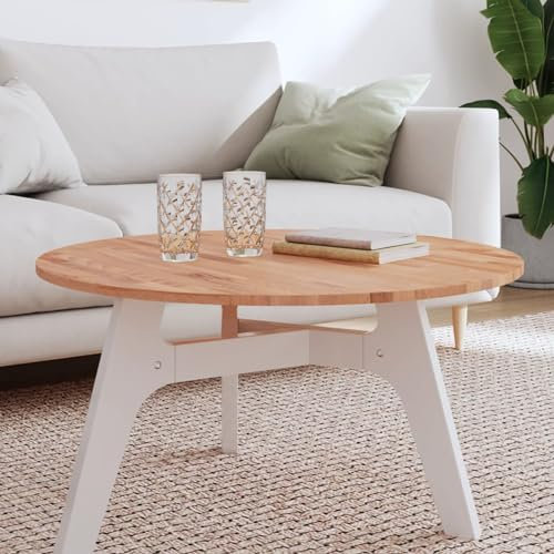 Buzaza Tischplatte Schreibtischplatte Table Top Gartentischplatte Tischplatte Ø80x1,5 cm Rund Massivholz Buche