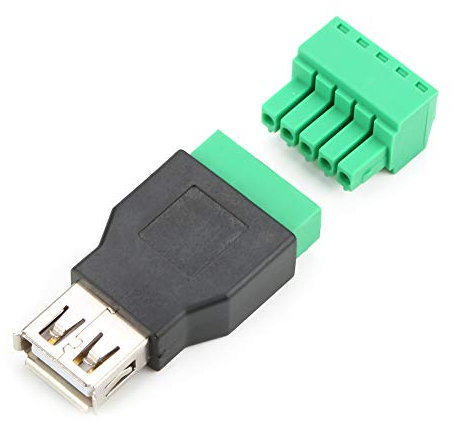 Presa USB, adattatore aperto, morsettiera USB, 6 x 5 x 2, 2 pezzi, Quicklink, senza saldatura, tipo A, femmina, adattatore a morsetto USB