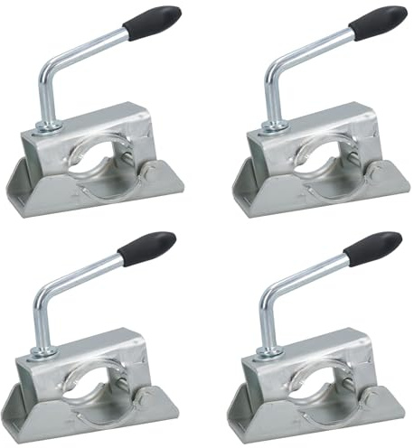 AB Tools Abrazadera de acero prensado de 48 mm para rueda de jockey, soporte para remolque o caravana, chapado en zinc, 4 unidades
