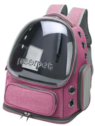 perfk Katzenrucksack, Katzenblase, tragbar, großer, atmungsaktiver Haustier-Rucksack, Raumkapsel-Tasche für Reisen, Spaziergänge und Wandern, Rosa