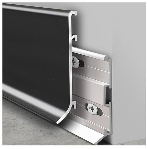 Sockelleiste für Sockelleisten – schwarze Aluminium-Haussockelleisten für flache Fliesen-/Holz-/Betonwände – teilbare Wandsockelleiste – 4, 6 x 8 cm hoch – Bodenkantenverkleidung