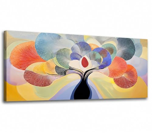 Lupia Quadro su Tela TREE GRAND LEAVES 52x122 cm, Albero della Vita | Stampa artistica pronta da appendere, telaio legno 1,6 cm, per soggiorno camera da letto capezzale ufficio