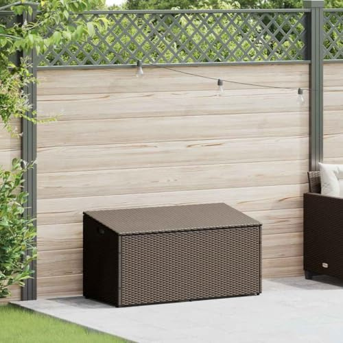 Gecheer Trädgårdstrumma, utomhus förvaringsbox, utomhus kista, trädgårdskista, trädgårdsförvaringslåda, trädgårdsbehållare, polyrotting kista, brun 110 x 50 x 58 cm av polyrotting