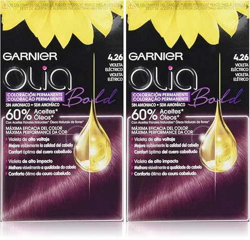 Garnier Olia - Coloración Permanente sin Amoniaco, con Aceites Florales de Origen Natural - Tono Bold Violeta Eléctrico 4.26 (Paquete de 2)