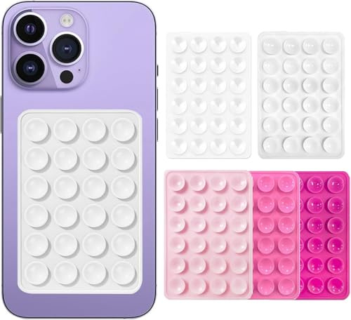 5 Stück Telefon Saugnapf, Silikon Saugnapfhalter, Bunte klebrige Pad Griff rutschfeste Silikon Saugnapf Handyhülle klebriger Griff für Dusche Spiegel und Auto Selfie