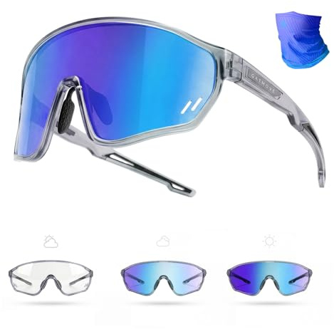 gatmove Fahrradbrille Selbsttönend Sonnenbrille, Sportsonnenbrille UV400, TR90 Rahmen, Ultraleicht Sportbrille für MTB/Radsport -Blau-Lila Verlauf (Herren & Damen)