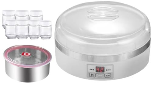 Cammeciso Yogurtera,Yogurt Maker,MáQuina para Hacer Yogurt,Maquina para Hacer Yogur Casero,Yogurtera EléCtrica con 7 200ml Tarros De Vidrio,MáQuina De Yogurt Multifuncional,con Temporizador