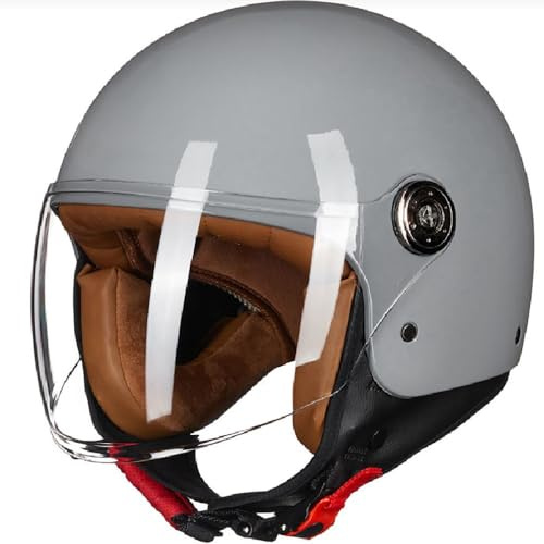 WZGGTEAM Jethelm mit Visier, Roller Helm Mopedhelm ECE-Zertifiziert, Scooter-Helm Moped Mofa-Helm Chopper Vintage, Motorradhelm für Herren und Damen