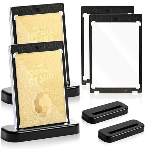 4 Set Magnetkarten Kartenhalter 35PT Acryl Schwarz Magnetic Card Holder mit Sammelkarten Ständer Acryl Sammelkartenhüllen Karten Sleeves Card Saver für Top Loader Karten Handelskarten Sportkarten