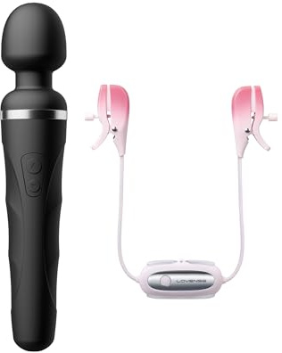 LOVENSE Gemini Bluetooth Verstellbare Vibrierende Nippelklemmen mit APP, LOVENSE Domi 2 Bluetooth Massagestab für Frauen & Männer