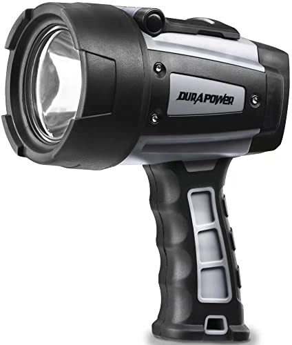 Durapower Rechargeable Spotlight, IP68 Waterproof Super Bright Handheld Spotlight, High Lumen LED Portable Spot Flashlight for Marine Boat Hunting Camping