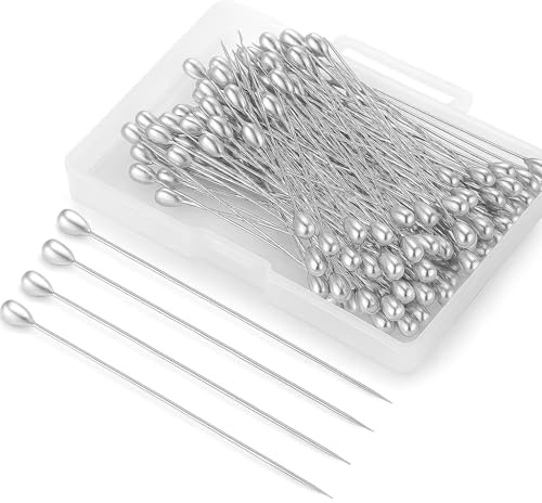 100 PCS Boutonniere Pins - White Pearl Head Corsage Pin - Buttonhole Pins for Wedding, Bouquet, Sewing, DIY Crafts - Straight 55mm Pin