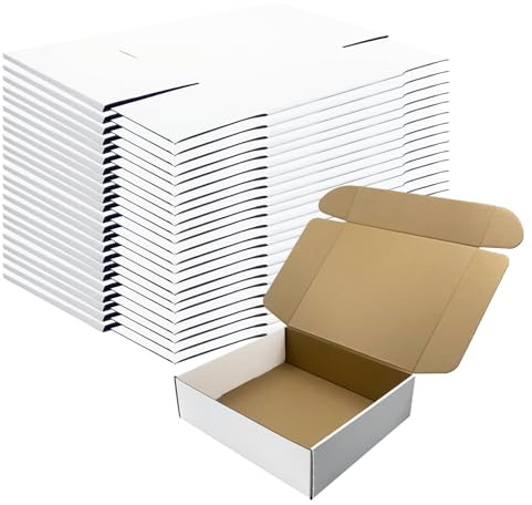 11x9.6x3 Inches White Shipping Boxes Set of 25，Cardboard Boxes Recyclable Corrugated Boxes Mailers for Small Business, Transporting, Packaging Storage Boxes and Craft Gifts Giving Products Box