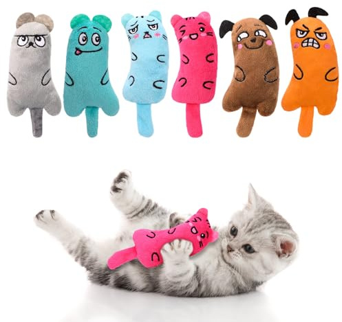 GSrenyu 6pcs Catnip Toys for Cats,Cat Nip Toys for Indoor Cats Kitten Cat Interactive Plush Chew Teeth Cleaning Toy for Teething, Chewing, Playing
