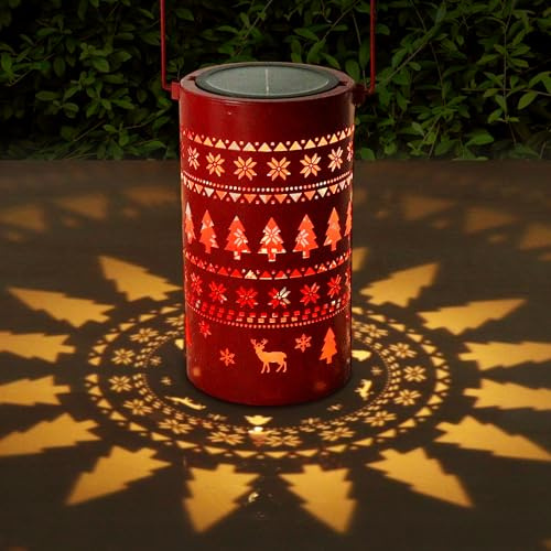 Laterne Weihnachten, Weihnachtsdeko Outdoor Solar, Solarlaterne für Außen, LED Weihnachtsdeko Laterne, Weihnachtslaterne, Wasserdicht Solar Laternen Deko für Innen Outdoor Balkon Garten Deko