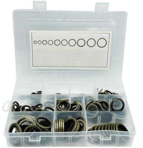 Kit de arandelas de sellado de aceite M6 de 170 piezas de arandelas de sellado de metal de goma unidas para sistemas de combustible de alta presión de bomba de rodamientos eléctricos automotrices