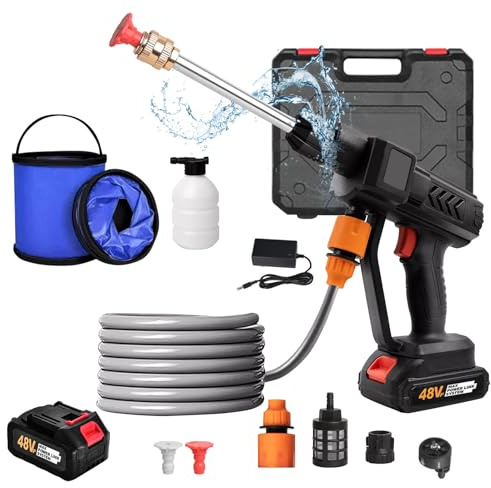 ACESOME Cordless Pressure Washer, 6-in-1 Adjustable Nozzle Portable Power Washer with Battery, 30 Bar High Pressur Washer Gun, Jet Wash with 5M Hose for Car/Garden/Floor Cleaning (1 Battery)