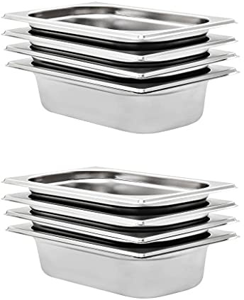 Contenitori Gastronorm 8 pz GN 1/4 65 mm in Acciaio Inox,Casa e Giardino,Cucina e pranzo,Accessori strumenti cucina,Accessori per scaldavivande a vapore,Vaschette per scaldavivande a vapore-50901
