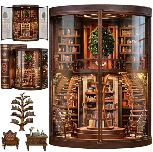 DolphinIsle Book Nook Kit for Adults Booknook DIY Miniature Library Decor Fantasy 3D Puzzle holzpuzzle Erwachsene bücherregal deko