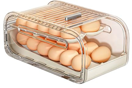 Tuxuseo Bandeja Huevera | 2 Niveles con Automático y Asa,Organizador de Huevos para Encimera y,para Cocina Encimera Despensa Apartamento Restaurante
