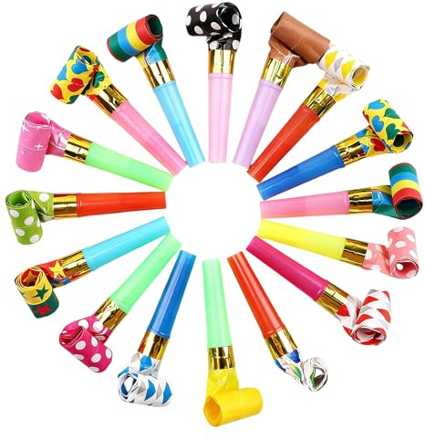 40 Pcs Party Blowers, Cheerleader Nose Whistles, Trumpet Noisemakers for Kids & Adults, Ideal for Birthday, Christmas, Wedding, Anniversary