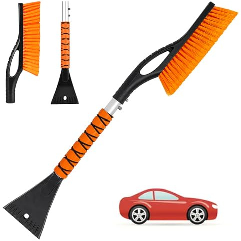 Showvigor Eiskratzer Auto mit Besen, 68cm Abnehmbarer Schneebesen Auto und Eiskratzer, Bequemem Schaumgriff, Besen Auto Schnee für SUV & LKW