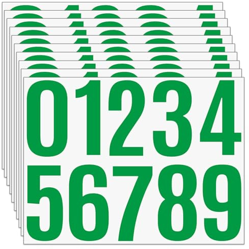 100 pièces, 10 cm - Grands autocollants numériques, 10 feuilles d'autocollants résistants aux intempéries, autocollants en vinyle pour boîte aux lettres, numéro d'adresse, numéro de rue (vert)