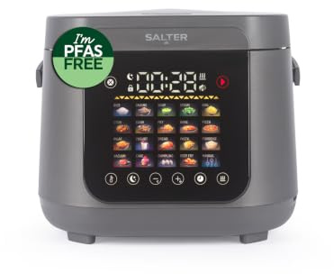 Salter 5 Litre Multicooker - 20 Presets, 860W Digital Rice & Slow Cooker, 24-Hour Delay Timer, 12-Hour Keep Warm, Removable PFAS-Free Non-Stick Pot for Easy Cleaning, Touch Display, One-Pot Meals