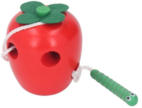 Rcniso Giocattolo con Allacciatura in Legno, Squisito Giocattolo da Infilare per l'apprendimento Precoce Mangia Forma di Mela Ottimo Regalo Sicuro per Ragazzi e Ragazze per Bambini