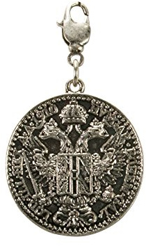 Alpenflüstern Trachten-Anhänger Adler-Münze für Charivari oder Trachtenkette (antik-silber-farben) AAH162