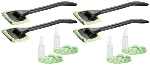 PEARL Fensterwischer Auto: Windschutzscheiben-Wunder mit Gelenk-Kopf & Pump-Sprühflasche, 4er-Set (Fensterwischer Auto innen, Fensterputzer, Windschutzscheibe)