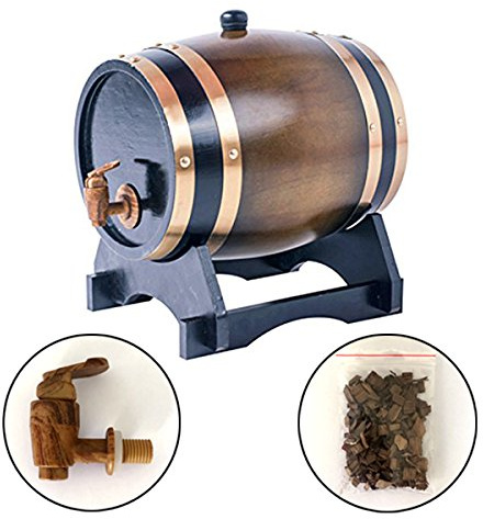 Dispensador de barril de whisky de 5 litros, decantador de barril de vino de madera de roble para mesa de servir, decoración del hogar, almacenamiento de licores, licores, whisky (marrón)