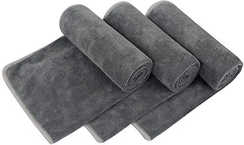 VIVOTE Microfibre Gym Towels Sports Workout Sweat Towel Super Absorbent for Men and Women Fitness Yoga Camping Travel Hiking Beach towels 3 Pack 33 x 74 CM Grey