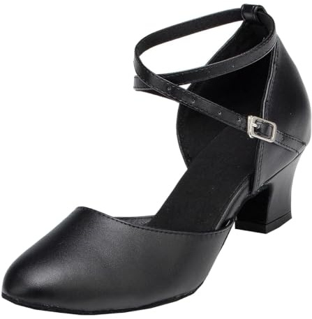 MINITOO Dansskor för kvinnor, stängd tå, fest, kväll, bröllopspumpar, L188 Svart 5 cm klack, 35.5 EU