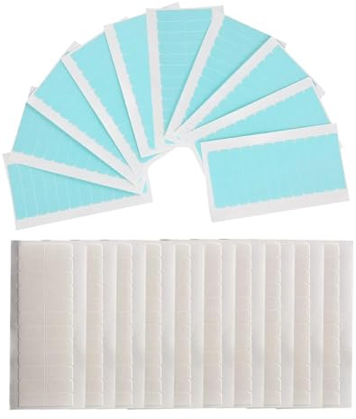 Taasmoog Hair Extension Tape Tabs - 240 Pcs Double Sided Adhesive Human Hair Tape, Waterproof Wig Tape and Toupee Tape for Replacement (White+Blue, 4 x 0.8 cm)
