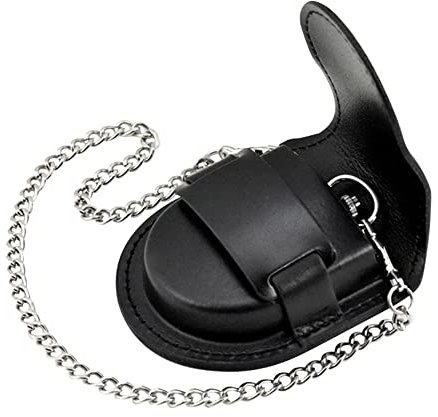 Tiong Vintage PU Leather Pocket Watch Pouch 45 mm Protector Storage Holder Case Protector Holder Pocket Watch Stand with Chain(Black)