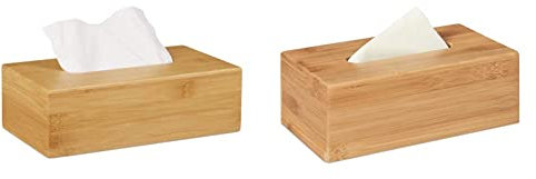 Relaxdays Kosmetiktücherbox Bambus, HBT: 8,5 x 27,5 x 15,5 cm, Natur & Kosmetiktuchbox, aus Bambus, Box für Kosmetik- & Taschentücher, Tücherbox nachfüllbar, Taschentuchbox, Natur