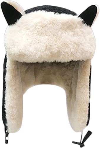 Bonnet de Ski Snowboard Enfant Chapka Coton Hiver Automne Chaud Chapeau de Trappeur Epais Cagoule avec Cache-Oreilles Anti-Vent Bonnet de Marche Ecole Oreilles de Chat Mignonnes pour Fille Garçon