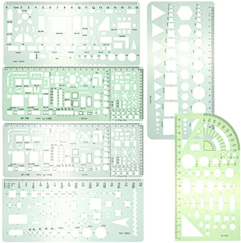 ULTECHNOVO Geometrische Schablonen Mit Zeichenvorlagen Aus Kunststoff Transparent Grün Kreisvorlagen Zum Zeichnen Für Schule Büro Architektur