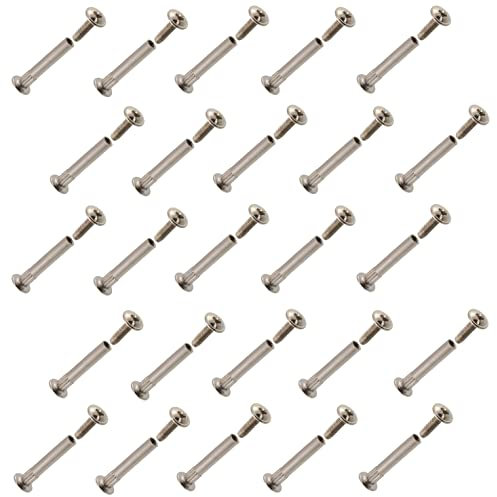 AERZETIX - C65818 - Lot de 25 vis d'assemblage M4x15 mm avec douille M4x30 mm - en acier - couleur argent - ferrures d'assemblage boulon menuisier meuble bois MDF armoire placard