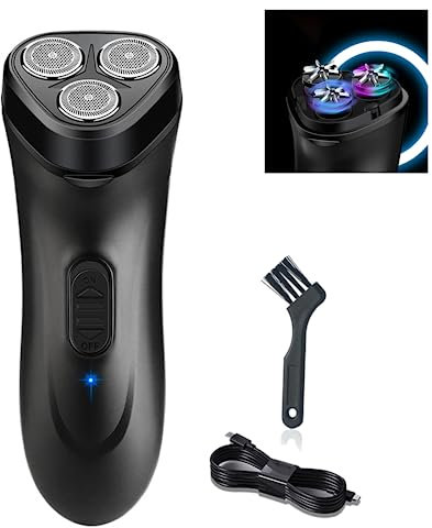 Electric Shaver for Men,Cordless USB Rechargeable Electric Men's Shaver, Wet and Dry Men's Rotary Shavers with Pop-up Trimmer, Waterproof Electric Pocket Shaver for Travel or Home Use, Black