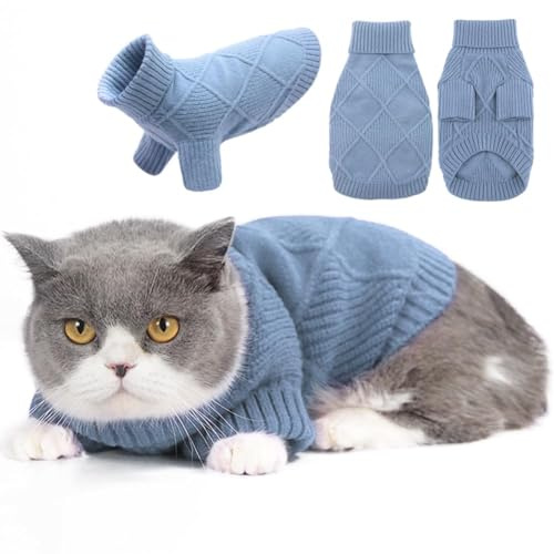 EMUST Hundepullover für große Hunde, elastischer großer Hundepullover mit Ärmeln, weicher Hunde-Rollkragenpullover für Herbst & Winter, Blau XL