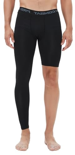 Pantaloni Sportivi Aderenti a Gamba Singola da Basket da Uomo 1/2 Una Gamba Pantaloni a Compressione Atletica Strato di Base Biancheria Intima, Nero-Destra-Lungo, M