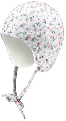 Sterntaler Inka Mütze mit Streublumen - Mädchen Babymütze mit angeschnittenen Ohrenklappen und Bindeband - Wintermütze, gefüttert mit Baumwollfleece - hellblau, 49