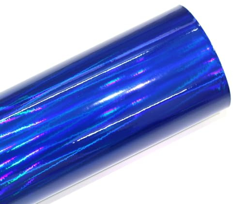 Finest Folia Laser Hologramm Chrom Auto Car Wrapping Folie mit Luftkanälen Holographic Selbstklebend Blasenfrei (Blau, 100 x 152cm)
