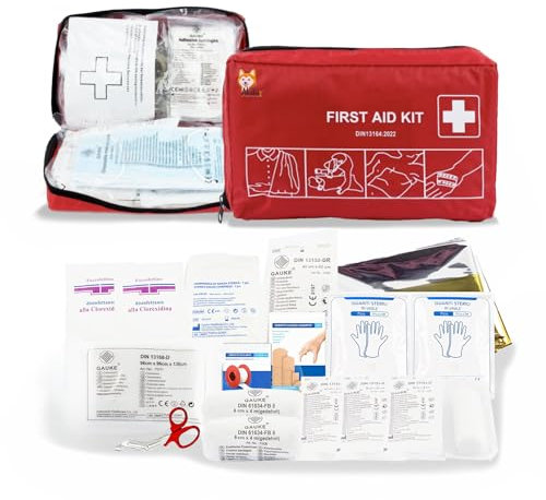 Akitaink - Kit di Pronto Soccorso professionale per auto casa viaggio barca moto trekking, Borsa di emergenza completa per medicazione, Made in Italy