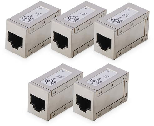 DIGITUS AT-AG 8/8 C6S Acoplador RJ45 Cat 6, 5 Piezas, Extensión de Cable LAN, Conector de Cable de Red Cat6, Compatible con PoE, Acoplador Modular, para Switch, DSL, Módem, Router, PC, Plata