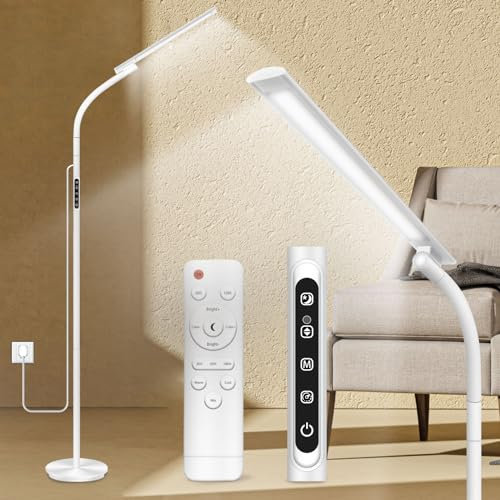 Relhafethy Lámpara de Luz Diurna, Lámpara de Pie 10000 Lux Sin Rayos UV, Control Táctil y Remoto, 5 Temperaturas de Color & 5 Niveles de Brillo & Temporizador Lámpara de Fototerapia LED