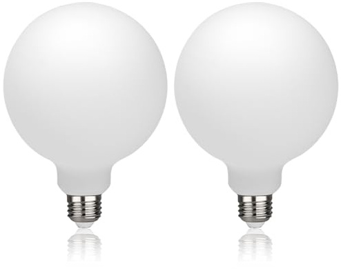 MEILUX 2 Pack G40(G125) Globe LED Light Bulbs, 5.5W Dimmable 50 Watt Equivalent LED Edison Bulbs, Neutral White 4000K, 600LM, E26 Base, Milky Filament Bulbs for Bathroom Bedroom Living Room